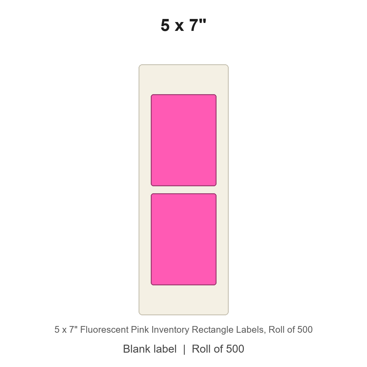 5 x 7" Fluorescent Pink Inventory Rectangle Labels