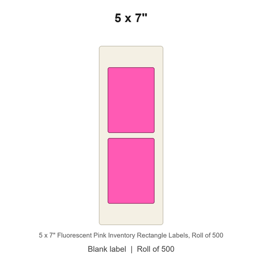 5 x 7" Fluorescent Pink Inventory Rectangle Labels