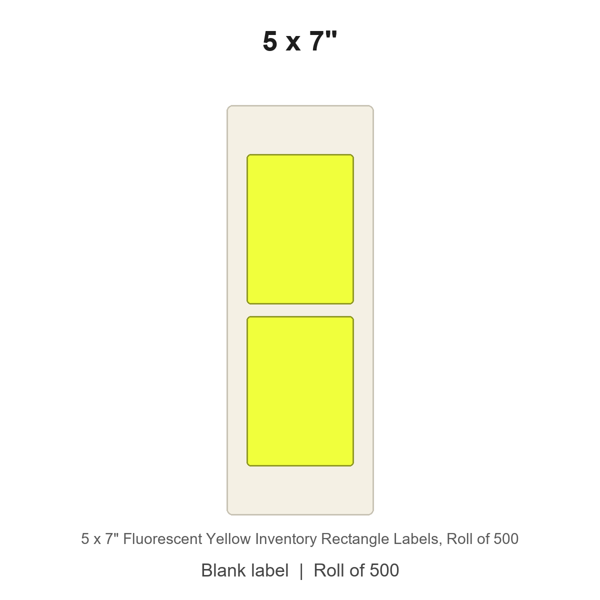 5 x 7" Fluorescent Yellow Inventory Rectangle Labels