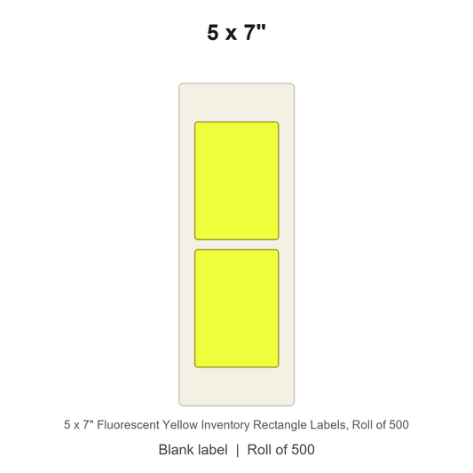 5 x 7" Fluorescent Yellow Inventory Rectangle Labels