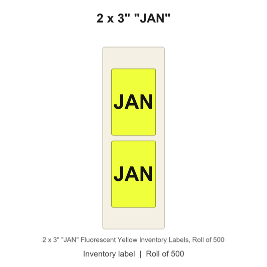 2 x 3" "JAN" Fluorescent Yellow Inventory Labels
