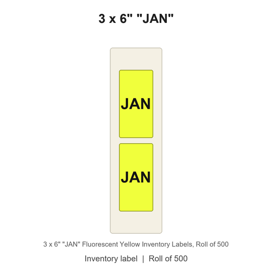 3 x 6" "JAN" Fluorescent Yellow Inventory Labels