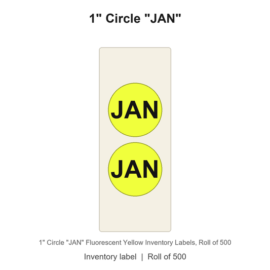 1" Circle "JAN" Fluorescent Yellow Inventory Labels