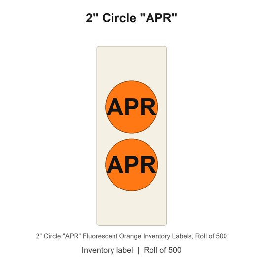 2" Circle "APR" Fluorescent Orange Inventory Labels