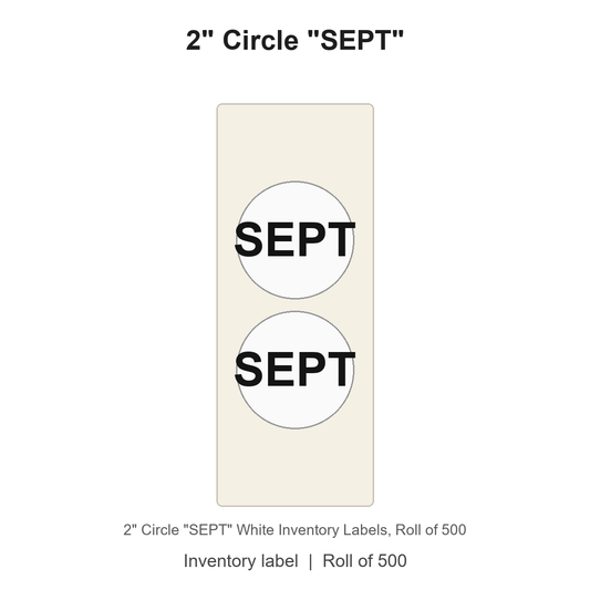 2" Circle "SEPT" White Inventory Labels