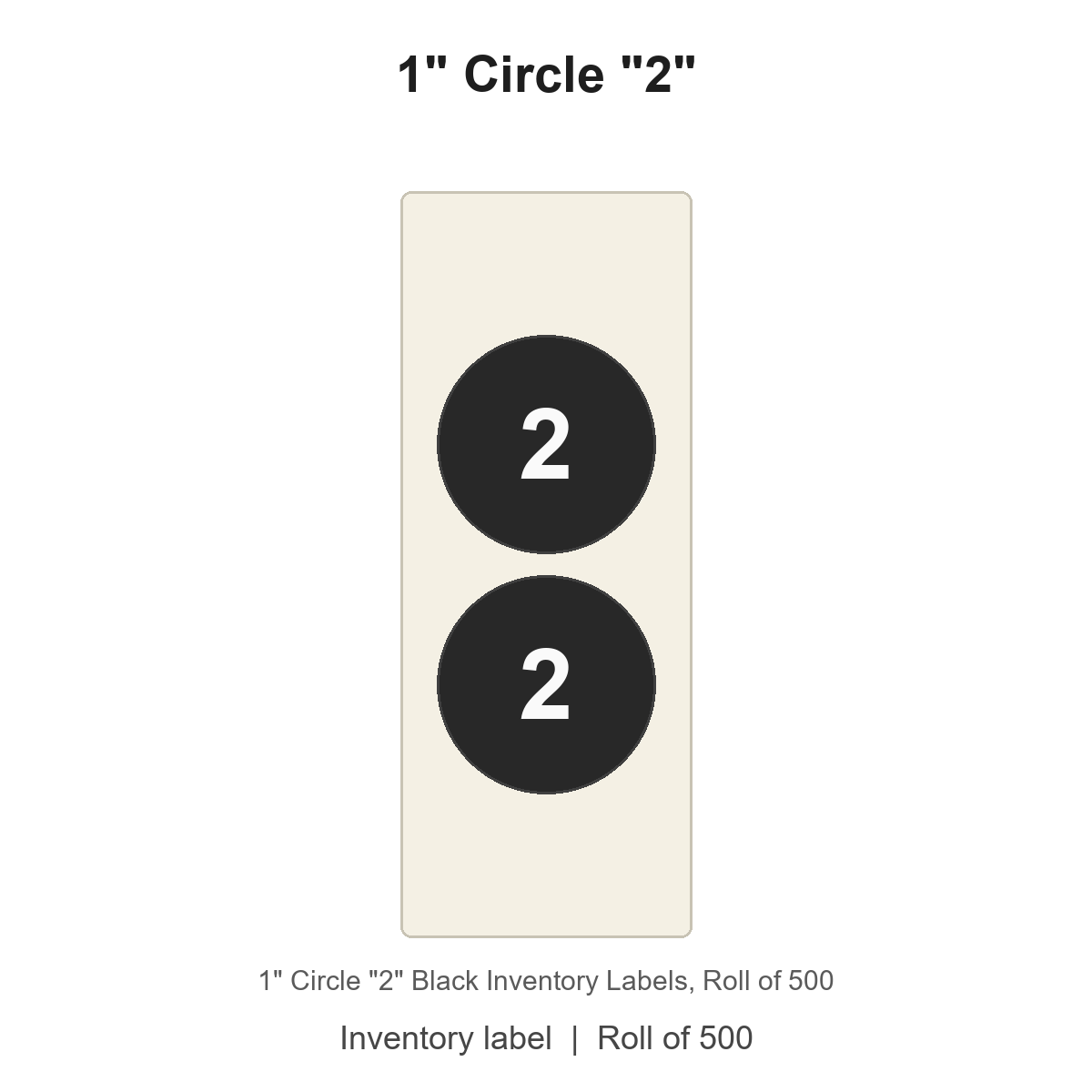 1" Circle "2" Black Inventory Labels