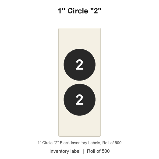 1" Circle "2" Black Inventory Labels