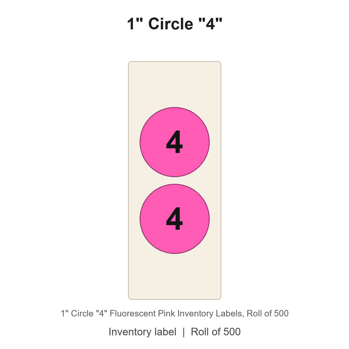 1" Circle "4" Fluorescent Pink Inventory Labels