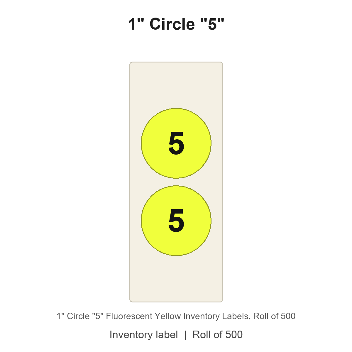 1" Circle "5" Fluorescent Yellow Inventory Labels