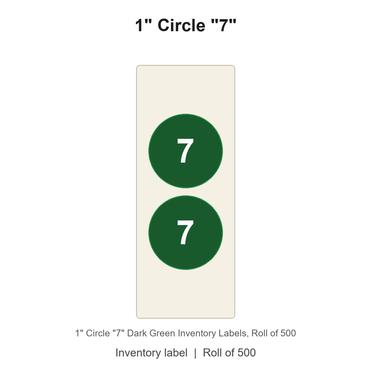 1" Circle "7" Dark Green Inventory Labels
