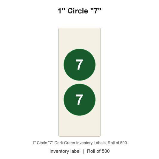 1" Circle "7" Dark Green Inventory Labels