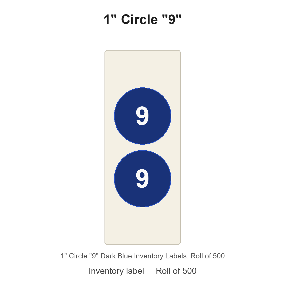 1" Circle "9" Dark Blue Inventory Labels