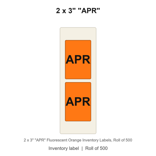 2 x 3" "APR" Fluorescent Orange Inventory Labels