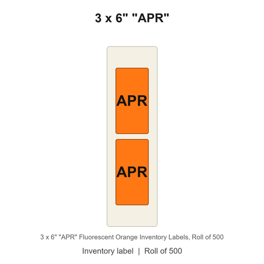 3 x 6" "APR" Fluorescent Orange Inventory Labels