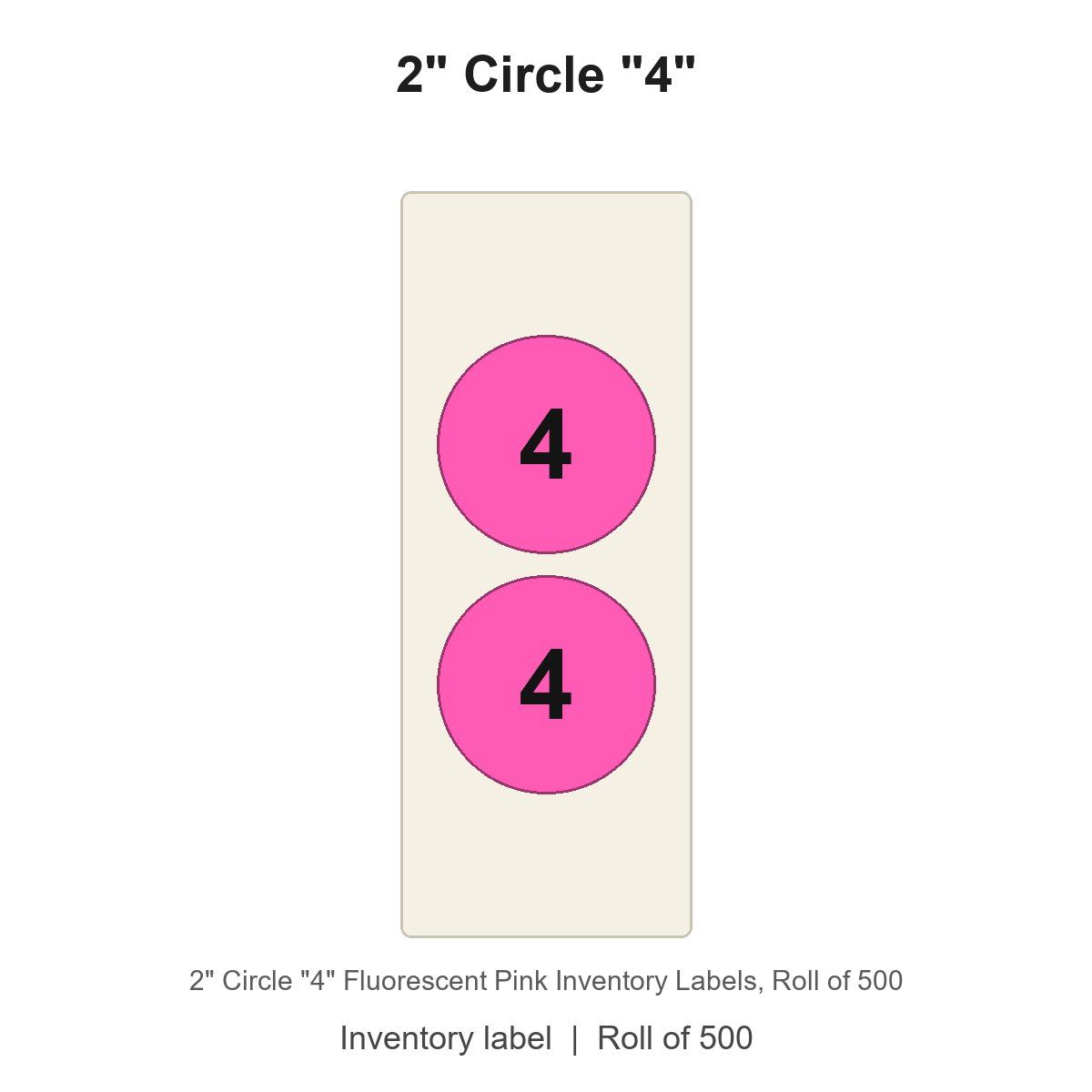 2" Circle "4" Fluorescent Pink Inventory Labels