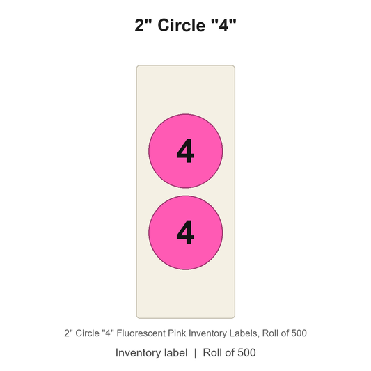 2" Circle "4" Fluorescent Pink Inventory Labels