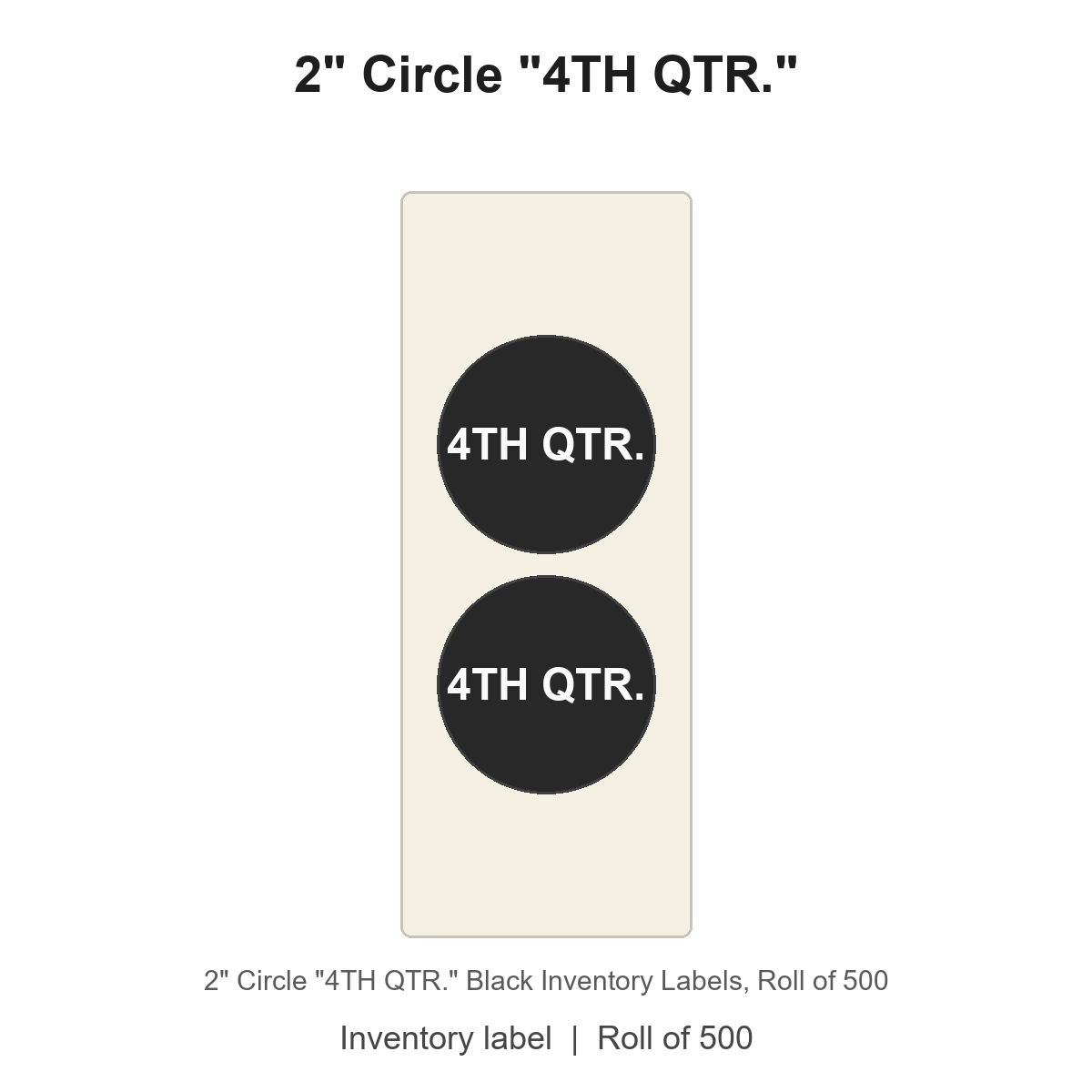2" Circle "4TH QTR." Black Inventory Labels