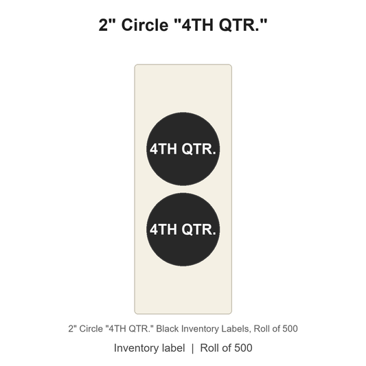 2" Circle "4TH QTR." Black Inventory Labels