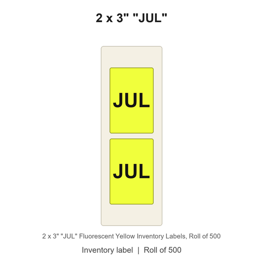 2 x 3" "JUL" Fluorescent Yellow Inventory Labels