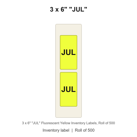 3 x 6" "JUL" Fluorescent Yellow Inventory Labels