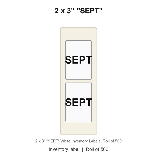 2 x 3" "SEPT" White Inventory Labels