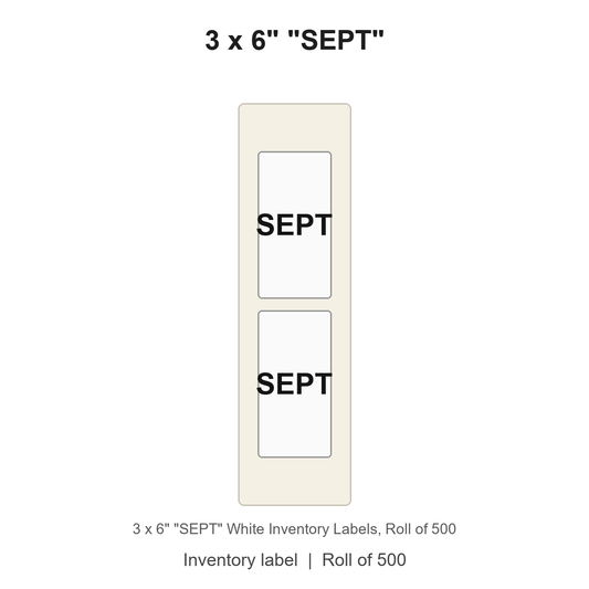 3 x 6" "SEPT" White Inventory Labels
