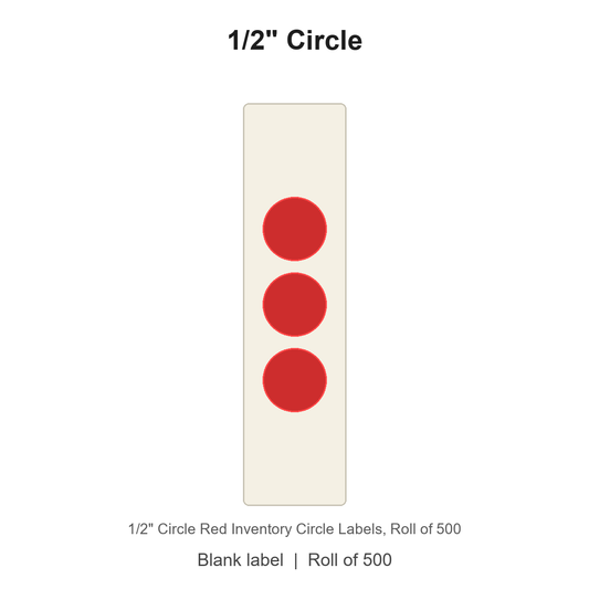 1/2" Circle Red Inventory Circle Labels