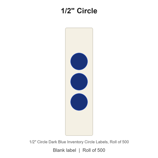 1/2" Circle Dark Blue Inventory Circle Labels