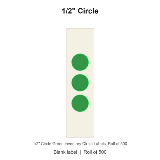 1/2" Circle Green Inventory Circle Labels