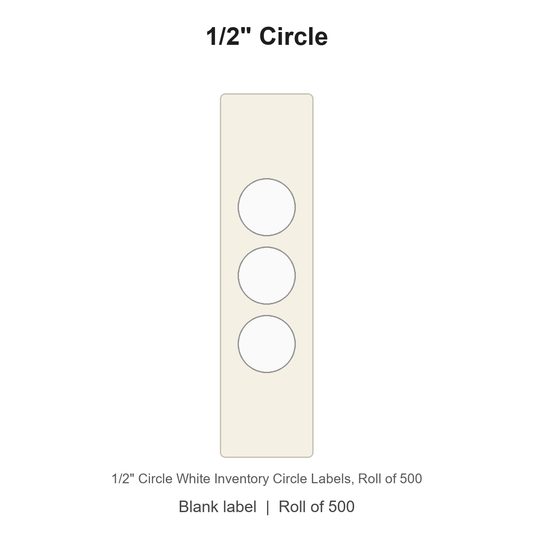 1/2" Circle White Inventory Circle Labels