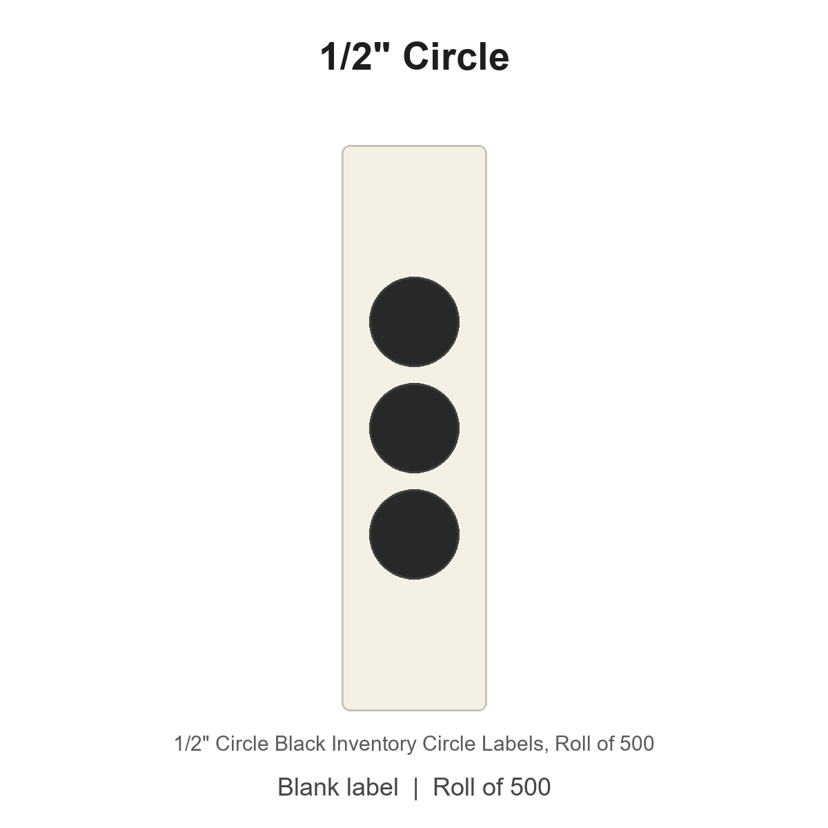 1/2" Circle Black Inventory Circle Labels