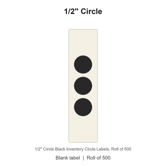 1/2" Circle Black Inventory Circle Labels