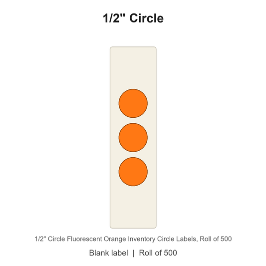 1/2" Circle Fluorescent Orange Inventory Circle Labels