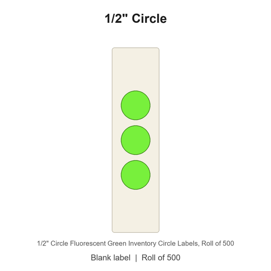 1/2" Circle Fluorescent Green Inventory Circle Labels