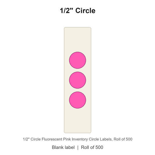 1/2" Circle Fluorescent Pink Inventory Circle Labels