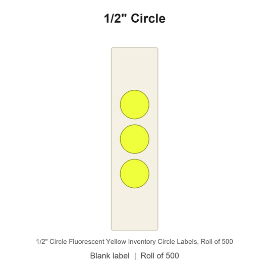 1/2" Circle Fluorescent Yellow Inventory Circle Labels