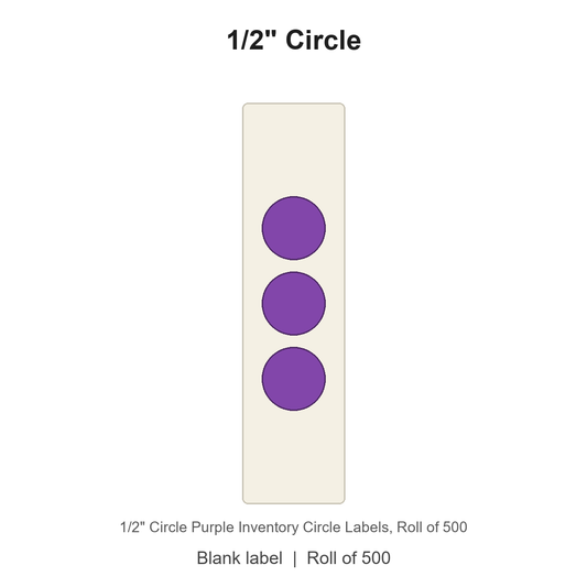 1/2" Circle Purple Inventory Circle Labels