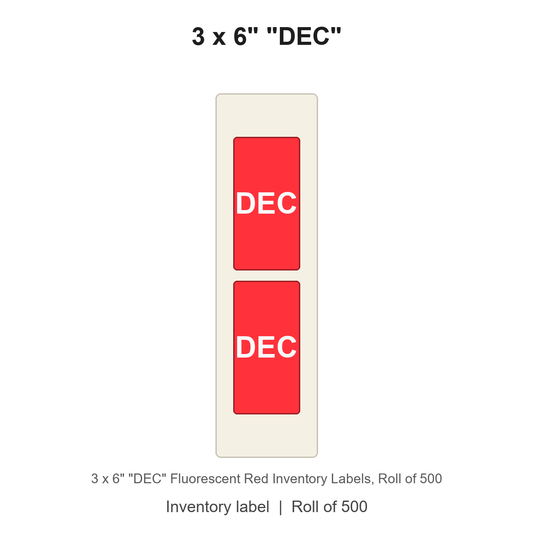 3 x 6" "DEC" Fluorescent Red Inventory Labels