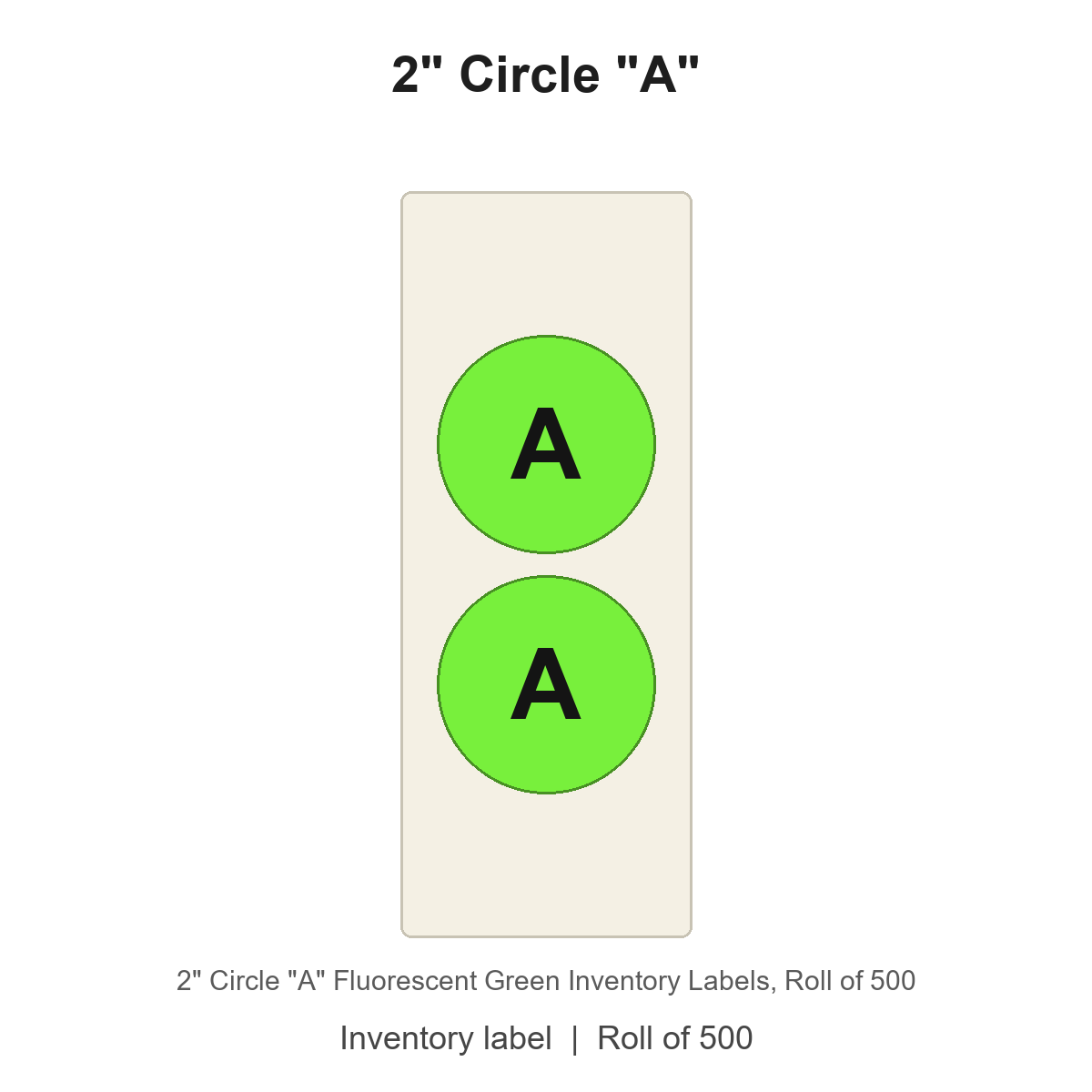 2" Circle "A" Fluorescent Green Inventory Labels