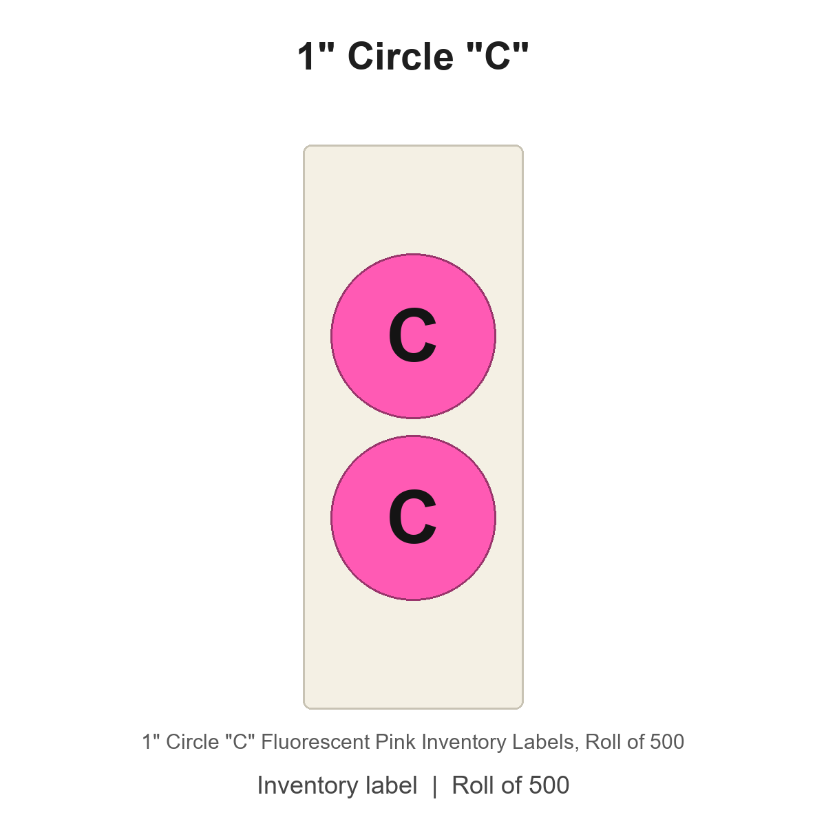 1" Circle "C" Fluorescent Pink Inventory Labels