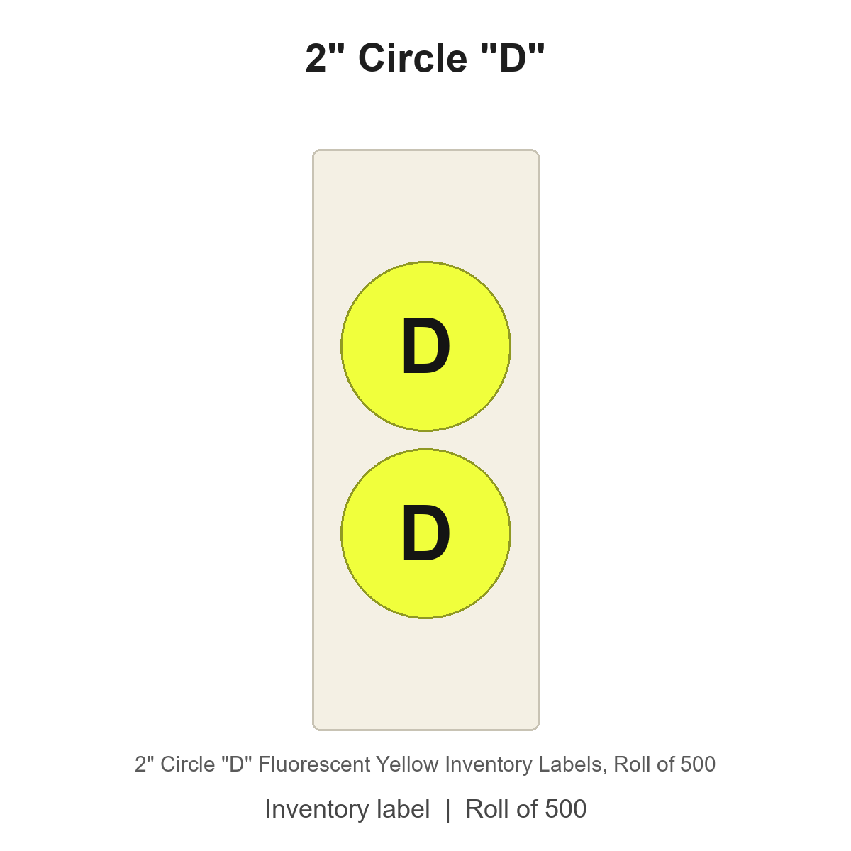 2" Circle "D" Fluorescent Yellow Inventory Labels