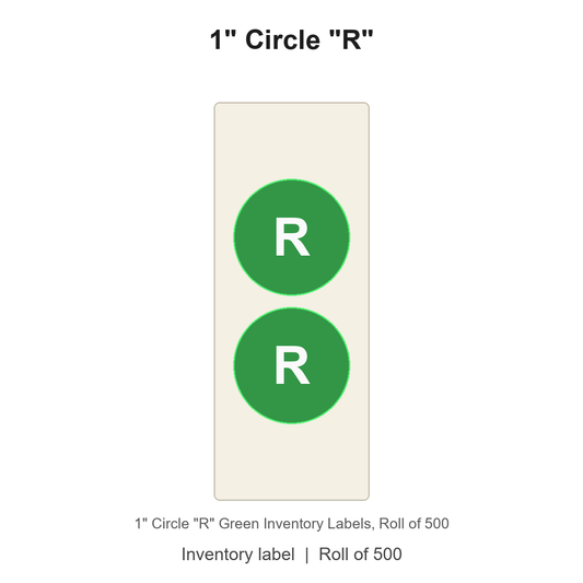 1" Circle "R" Green Inventory Labels