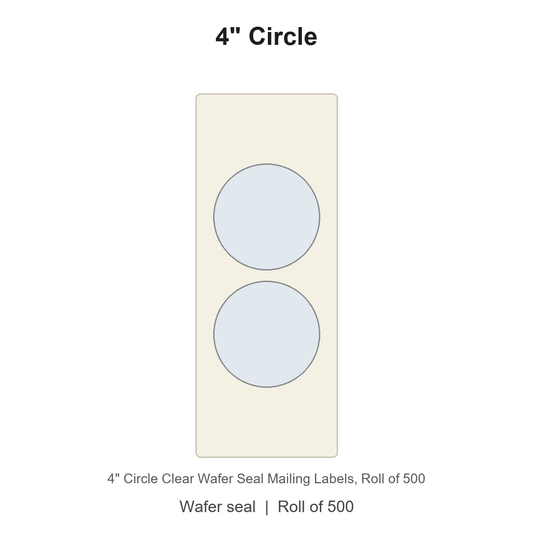 4" Circle Clear Wafer Seal Mailing Labels