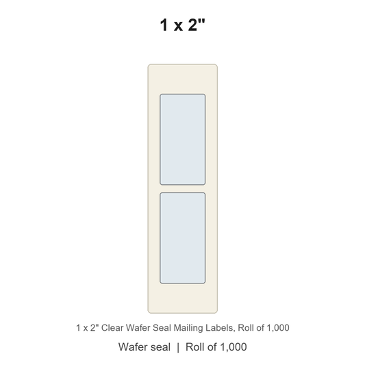 1 x 2" Clear Wafer Seal Mailing Labels