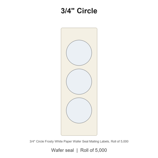 3/4" Circle Frosty White Paper Wafer Seal Mailing Labels