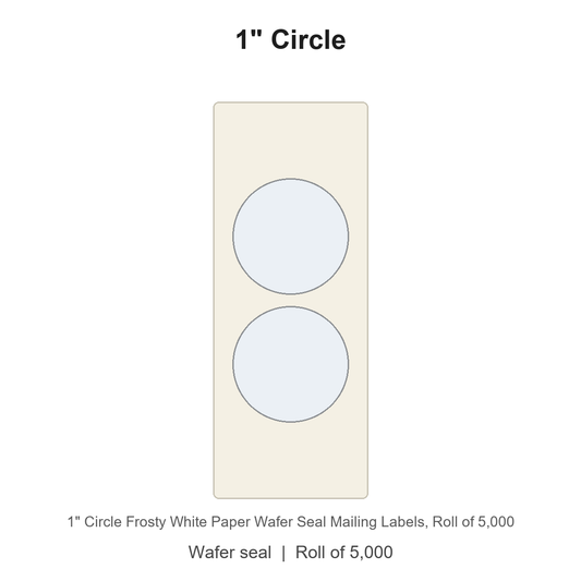 1" Circle Frosty White Paper Wafer Seal Mailing Labels