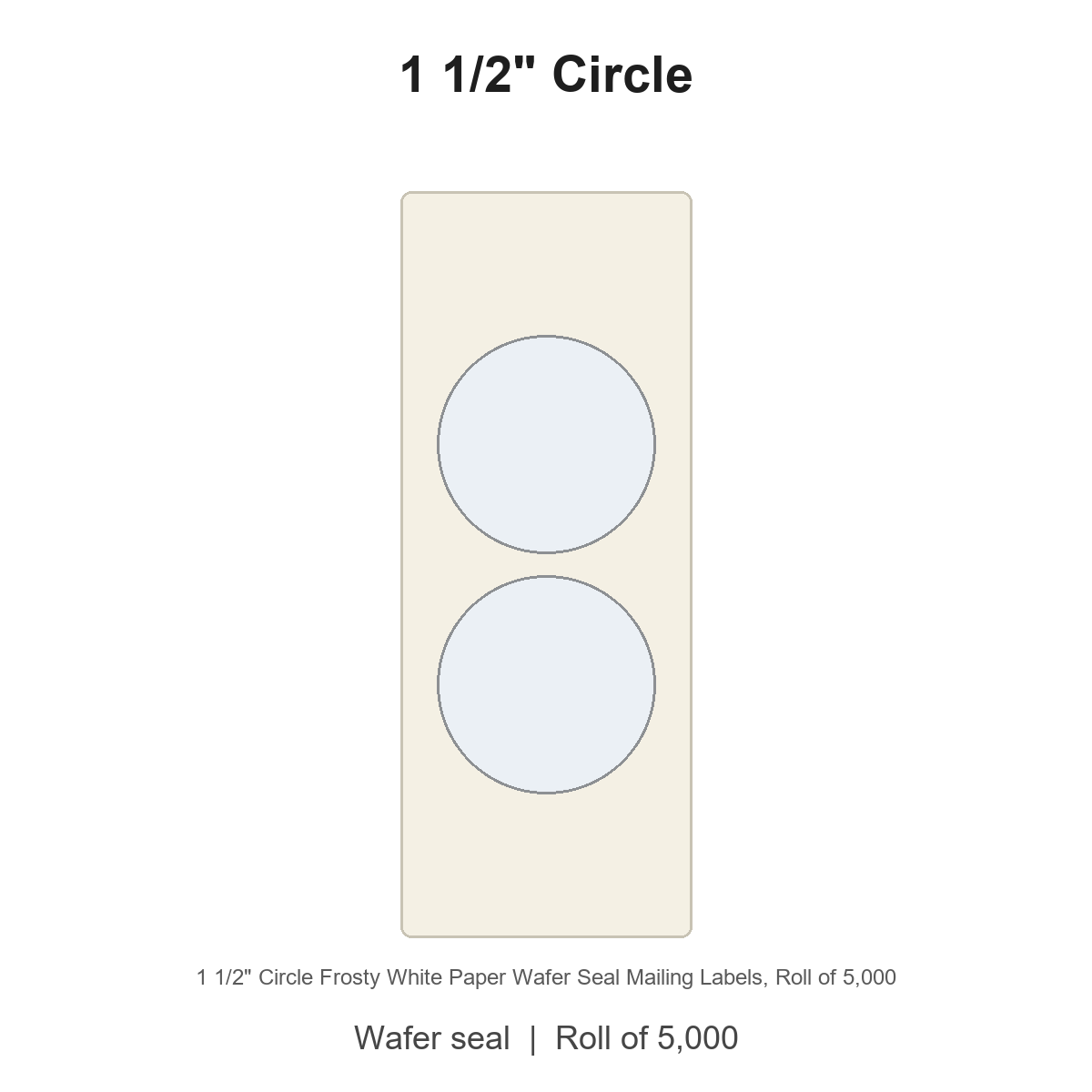 1 1/2" Circle Frosty White Paper Wafer Seal Mailing Labels
