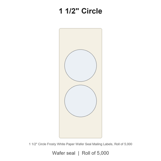 1 1/2" Circle Frosty White Paper Wafer Seal Mailing Labels