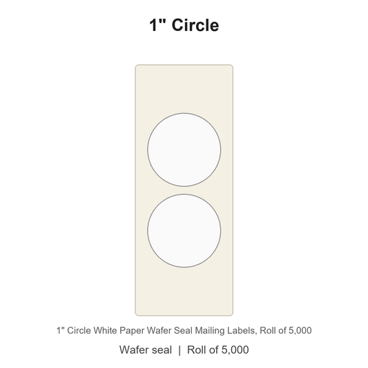 1" Circle White Paper Wafer Seal Mailing Labels