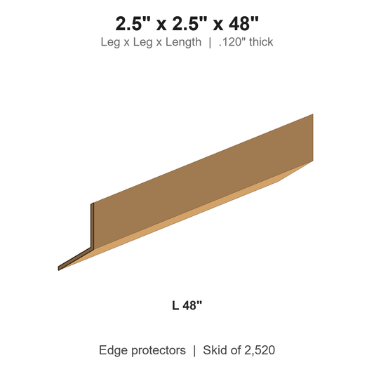 2.5" x 2.5" x 48" Edge Protectors .120" thick